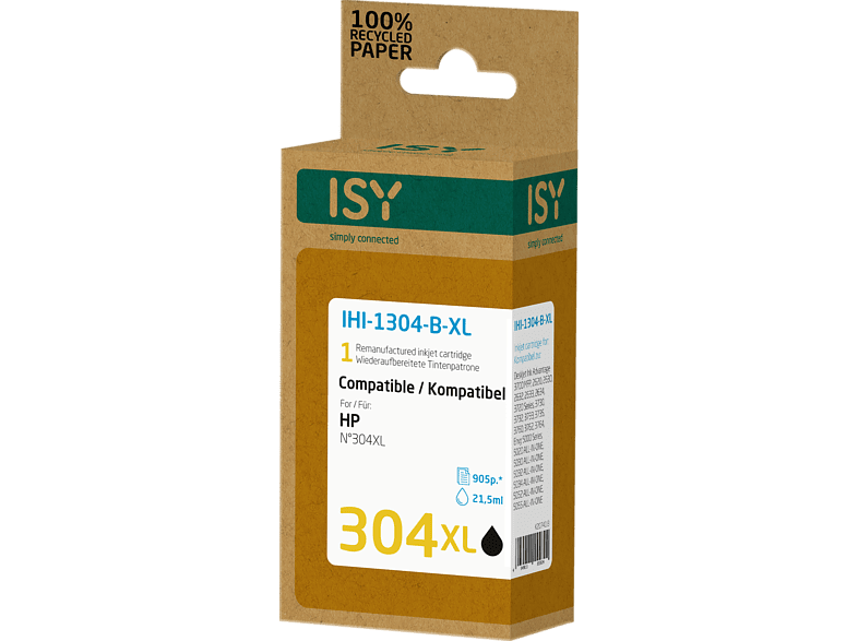 Cartucho de tinta - ISY IHI-1304-B-XL, 21.5ml, 905p, Negro