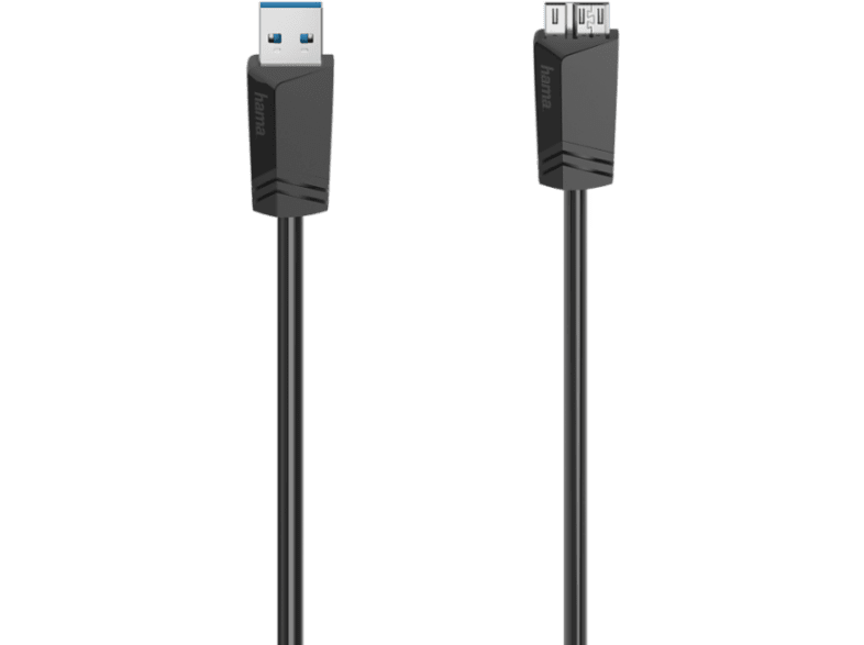 Cable USB - Hama 00200627, 1.5 m, 5000 MBit/s, Doble blindaje, USB/Micro-USB, USB 3.0, Negro