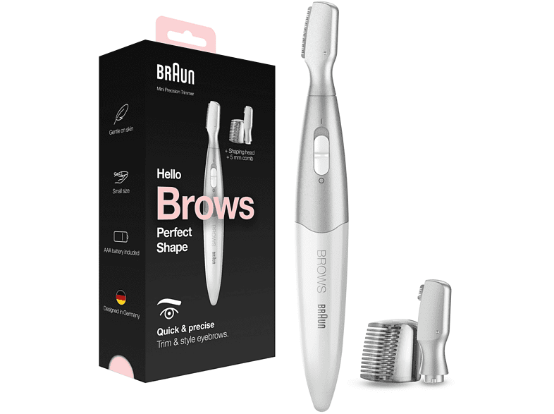 Afeitadora - Braun FG1106, Para cejas, Autonomía 120 min, Blanco/Gris