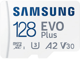 Tarjeta Micro SDXC - Samsung Evo Plus MB-MC128KA/EU, 128 GB, Clase 10, V30. UHS-I, Lectura 130 MB/s, Blanco