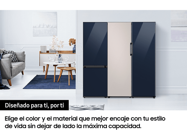 Frigorífico combi - Samsung BESPOKE RB34A7B5D41, 344 l, No Frost, 185.3 cm, All-Around Cooling, Glam Navy