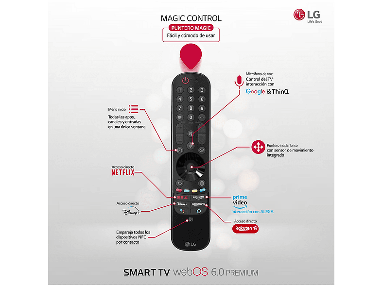 TV LED 55 -  LG 55NANO966PA, 8K NanoCell, SmartTV webOS 6.0, 8K α9 Gen4 con AI, HDR Dolby Vision, Plata
