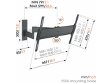 Soporte TV - Vogels TVM1649, 40 - 77, Giratorio 180º, VESA 100 mm x 100 mm - 600 mm x 400 mm, Negro