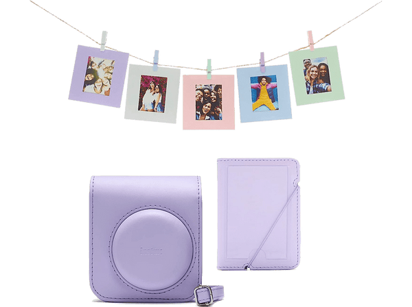Accesorio cámara instantánea - Fujifilm Kit Instax Mini 12, Funda, 10 sobres, Cuerda,  Lila
