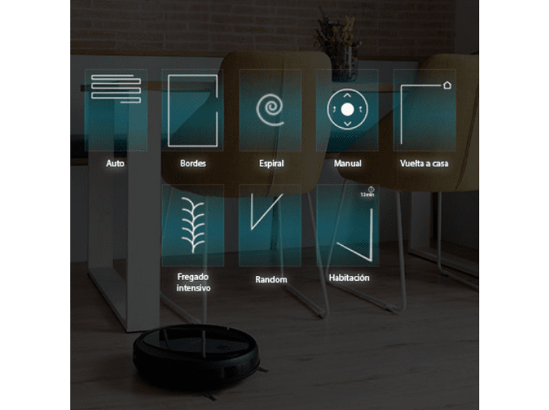 Robot aspirador - Cecotec Conga 2290 Ultra Home, 14.4 V, Autonomía 160 min, 64 dB, Sistema Virtual Map, Negro
