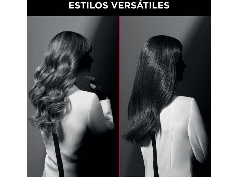 Plancha de pelo - Rowenta por Karl Lagerfeld CF451L Multistyler Fashion Stylist, 3 en 1, Hasta 200 ºC, Tecnología iónica,  Negro y rojo