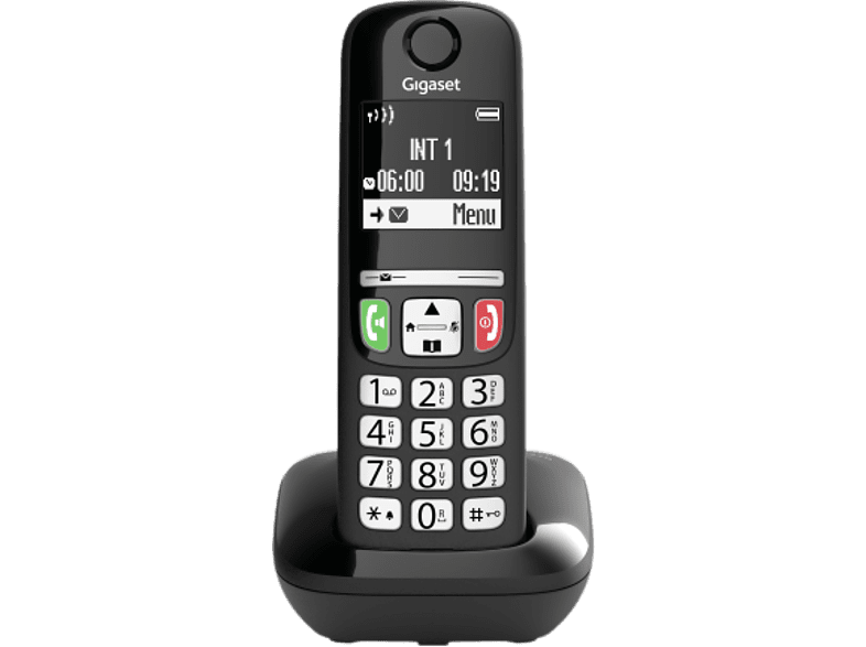 Teléfono - Gigaset E270 /Single /B, Inalámbrico, Bloqueo de llamadas, Compatible con ayudas auditivas, Volumen ajustable, Despertador, Negro