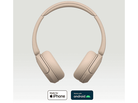 Auriculares inalámbricos - Sony WH-CH520, Bluetooth, 50 horas de autonomía, Carga rápida, 360 Audio, Conexión multipunto, Cascos estilo diadema, Beige