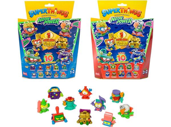 Figura - Magicbox Superthings Neon Power, Pack de 10 figuras, 3 cm, Multicolor