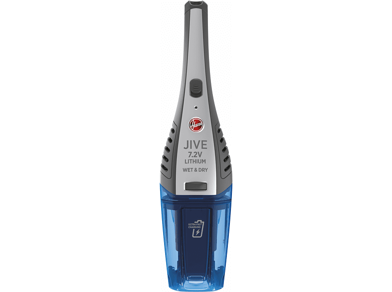 Aspirador de mano - Hoover  JIVE HJ72WDLB 011, Sólidos y Líquidos, 7.2 V, 10 min, Filtro Lavable, 0.3L, Carga Rápida 90min, Gris/Azul