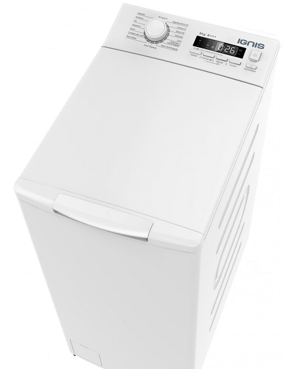 Lavadora carga superior - IGNIS TLM8K1300LED, 8 kg, 1300 rpm, Clase A+++, Blanco